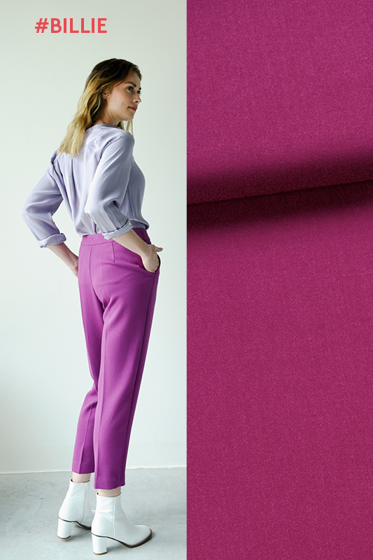 Purpere rekbare polyester - viscose mengeling van 'Fibre Mood'